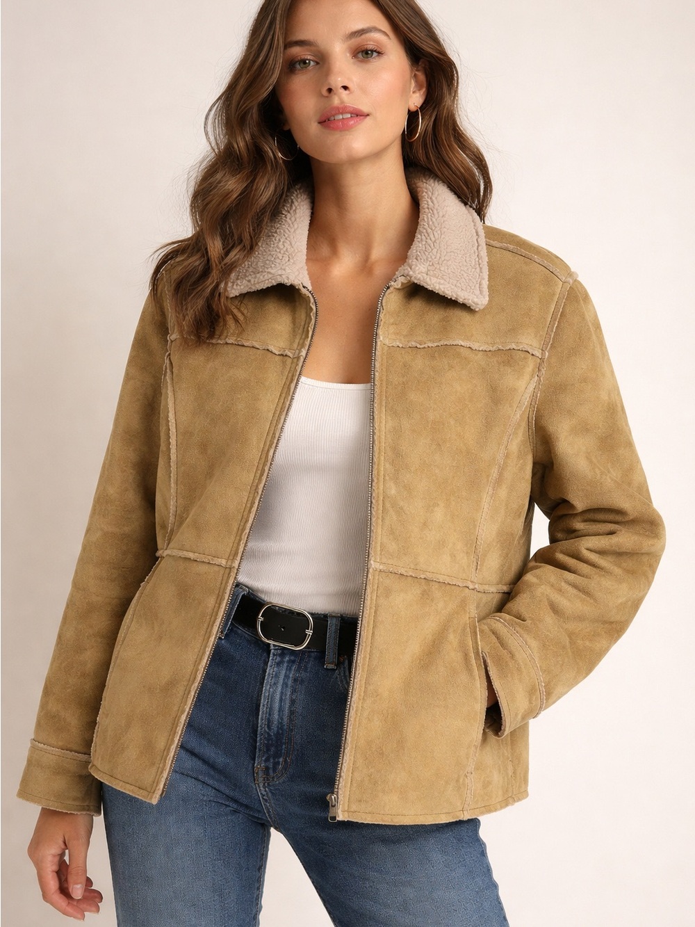 Aeropostale Tan Sherpa-Lined Outerwear Jacket